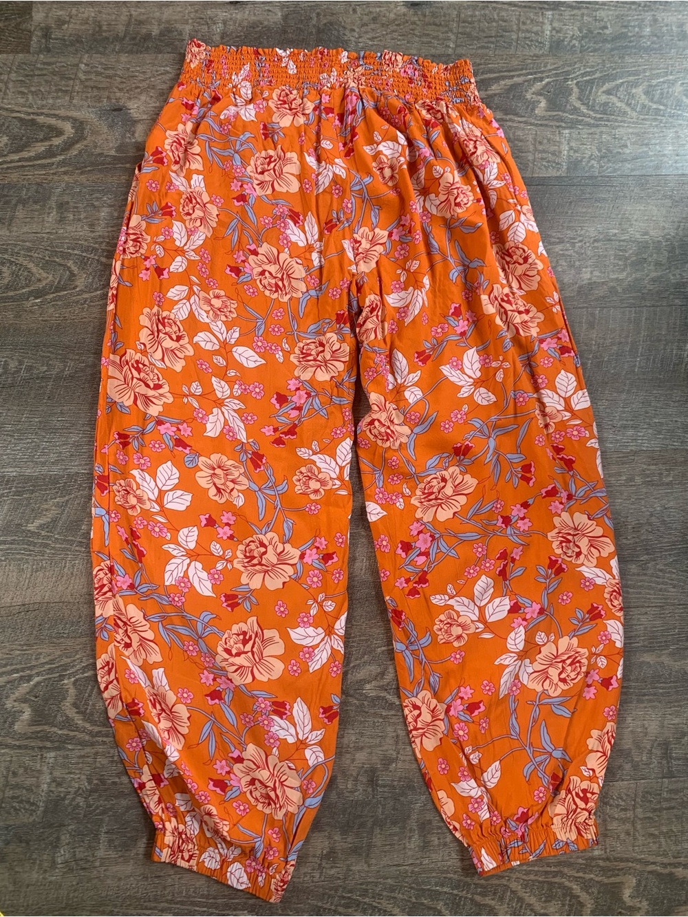 Orange Lascana Maximalist Boho Floral Elastic-Waist Pants - Picture 6 of 6